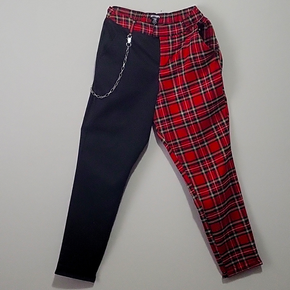 Plaid split trousers